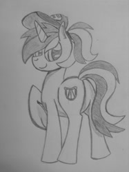 Size: 540x723 | Tagged: safe, artist:poorlydrawnpony, imported from derpibooru, lyra heartstrings, pony, butt, female, mare, monochrome, plot, ponytail, simple background, solo, traditional art