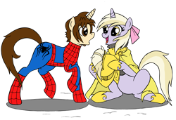 Size: 3495x2389 | Tagged: safe, artist:edcom02, artist:jmkplover, imported from derpibooru, dinky hooves, pony, unicorn, armor, crossover, older, peter parker, ponified, royal guard, simple background, spider-man, spiders and magic iii: days of friendship past, spiders and magic: rise of spider-mane, transparent background