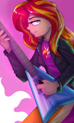 Size: 540x900 | Tagged: safe, artist:drbdnv, imported from derpibooru, sunset shimmer, equestria girls, rainbow rocks, female, flying v, guitar, musical instrument, solo, sunset shredder