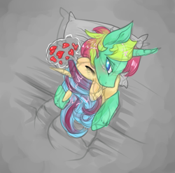 Size: 1041x1029 | Tagged: safe, artist:hellticket, imported from derpibooru, oc, oc only, oc:delta scene, oc:hellticket, blushing, cuddling, eyes closed, fluffy, heart, smiling, snuggling, unshorn fetlocks