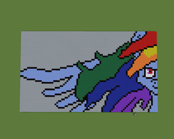 Size: 1280x1024 | Tagged: safe, imported from derpibooru, rainbow dash, pegasus, pony, minecraft, minecraft pixel art, pixel art, recreation