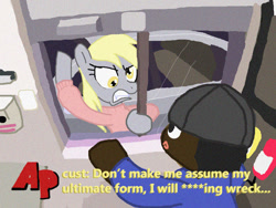 Size: 800x600 | Tagged: safe, artist:shutterflye, imported from derpibooru, derpy hooves, pegasus, pony, angry, censored dialogue, drive thru, female, mare, meme, parody, subtitles, youtube link