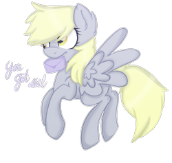 Size: 1098x1042 | Tagged: safe, artist:baaphometh, imported from derpibooru, derpy hooves, pegasus, pony, female, letter, mare, mouth hold, simple background, solo, transparent background