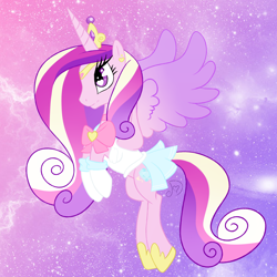 Size: 1280x1280 | Tagged: safe, artist:discordin, imported from derpibooru, princess cadance, alicorn, pony, clothes, crossover, crown, dress, female, hoof shoes, jewelry, mare, regalia, sailor moon, solo, spread wings, tiara, wings