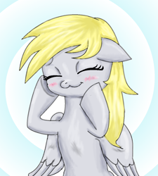 Size: 1076x1194 | Tagged: safe, artist:hiro-uzumaki, imported from derpibooru, derpy hooves, pegasus, pony, :3, blushing, eyes closed, female, floppy ears, mare, solo