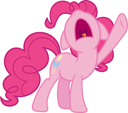 Size: 3516x3113 | Tagged: safe, artist:porygon2z, imported from derpibooru, pinkie pie, aaugh!, female, floppy ears, nose in the air, open mouth, pointing, screaming, simple background, solo, tongue out, transparent background, uvula, vector