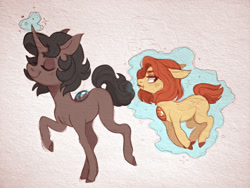 Size: 1280x960 | Tagged: safe, artist:sutexii, imported from derpibooru, oc, oc only, oc:carnelian, oc:turquoise, gem pony, original species, pegasus, pony, unicorn, carnelian (gemstone), gem, gem (race), steven universe, turquoise (gemstone)