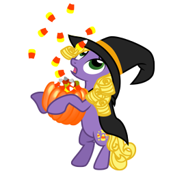 Size: 3000x3000 | Tagged: safe, artist:sunley, imported from derpibooru, abra-ca-dabra, earth pony, pony, bipedal, candy, candy corn, cape, clothes, female, food, g3, g3 to g4, g4, generation leap, halloween, hat, mare, open mouth, simple background, solo, transparent background, vector, witch hat