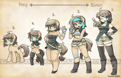 Size: 1600x1035 | Tagged: safe, artist:shepherd0821, imported from derpibooru, oc, oc only, anthro, human, pony, semi-anthro, unguligrade anthro, anthro chart, bandeau, belly button, clothes, dress, midriff, ponified