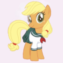 Size: 383x383 | Tagged: safe, imported from derpibooru, applejack, needs more jpeg, sailor uniform