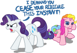 Size: 1524x1052 | Tagged: safe, artist:anscathmarcach, imported from derpibooru, rarity, rarity (g3), pony, unicorn, angry, angry rarity, crying, dialogue, duo, female, g3, mare, ponies defending previous generation, screaming, self ponidox, simple background, transparent background