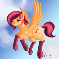 Size: 1200x1200 | Tagged: safe, artist:winternachts, imported from derpibooru, oc, oc only, pegasus, pony, clothes, flying, socks, solo