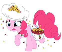 Size: 5323x4439 | Tagged: safe, artist:bigccv, imported from derpibooru, pinkie pie, absurd resolution, cherry, female, hat, saddle bag, simple background, solo, transparent background, vector