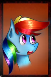 Size: 730x1095 | Tagged: safe, artist:scarletcurl, imported from derpibooru, rainbow dash, bust, female, head, icon, solo