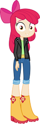 Size: 3384x10414 | Tagged: safe, artist:masem, artist:sebisscout1997, edit, imported from derpibooru, apple bloom, equestria girls, boots, clothes, human coloration, jacket, leather jacket, shoes, simple background, transparent background, vector