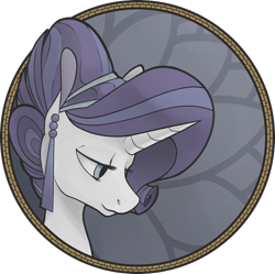 Size: 984x979 | Tagged: safe, artist:enma-darei, imported from derpibooru, rarity, alternate hairstyle, earring, female, modern art, nouveau, piercing, portrait, rarity month, solo