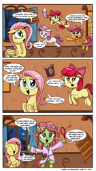 Size: 1000x1776 | Tagged: safe, artist:daniel-sg, imported from derpibooru, apple bloom, fluttershy, scootaloo, sweetie belle, tree hugger, comic, cutie mark crusaders, floating, gravity falls, hippie, journal, journal #3, medium, paddleball, poltergeist, seance, star wars