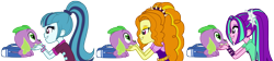 Size: 9851x2206 | Tagged: safe, hundreds of users filter this tag, imported from derpibooru, adagio dazzle, aria blaze, sonata dusk, spike, dog, equestria girls, adagiospike, ariaspike, backpack, bedroom eyes, eye contact, female, grin, heart eyes, love, lucky bastard, male, petting, shipping, show accurate, simple background, smiling, spike gets all the equestria girls, spike gets all the mares, spike the dog, spikelove, spinata, straight, the dazzlings, transparent background, vector, wingding eyes