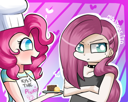 Size: 1500x1200 | Tagged: safe, artist:manjarcito, imported from derpibooru, pinkie pie, human, brownies, duality, humanized, pinkamena diane pie, self ponidox