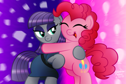 Size: 1024x683 | Tagged: safe, artist:aleximusprime, imported from derpibooru, maud pie, pinkie pie, cute, diapinkes, duo, hug, maudabetes, smiling