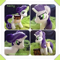 Size: 1000x1000 | Tagged: safe, artist:littlestplushoppe, imported from derpibooru, rarity, inspiration manifestation, book, corrupted, inspirarity, irl, photo, plushie, possessed, solo