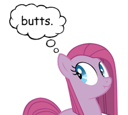 Size: 300x270 | Tagged: safe, artist:ventious, imported from derpibooru, pinkie pie, butts, pinkamena diane pie, simple background, thought bubble, transparent background