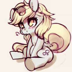 Size: 1600x1600 | Tagged: dead source, safe, artist:inkytophat, imported from derpibooru, derpy hooves, pegasus, pony, female, mare, muffin, sitting, solo