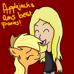 Size: 512x512 | Tagged: safe, artist:chickennuggetgalaxy, imported from derpibooru, applejack, best pony, crossover, metalocalypse, skwisgaar skwigelf