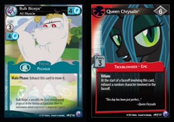 Size: 720x503 | Tagged: safe, imported from derpibooru, bulk biceps, queen chrysalis, canterlot nights, card, ccg, enterplay