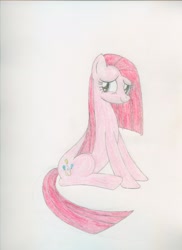 Size: 2550x3501 | Tagged: safe, artist:j4m35c, imported from derpibooru, pinkie pie, cute, cuteamena, female, pinkamena diane pie, sitting, solo, traditional art