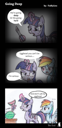 Size: 2139x4424 | Tagged: safe, artist:digiral, imported from derpibooru, rainbow dash, twilight sparkle, alicorn, pony, bait and switch, comic, female, knife, mare, twilight sparkle (alicorn), watermelon