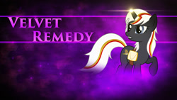 Size: 1920x1080 | Tagged: safe, artist:sgtwaflez, artist:silverfacade, edit, imported from derpibooru, oc, oc only, oc:velvet remedy, pony, unicorn, fallout equestria, abstract background, cutie mark, fanfic, fanfic art, female, glowing horn, hooves, horn, magic, mare, raised hoof, saddle bag, solo, teeth, wallpaper, wallpaper edit