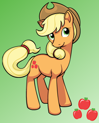 Size: 1172x1454 | Tagged: safe, artist:kingofshells, imported from derpibooru, applejack, cutie mark, female, smiling, solo