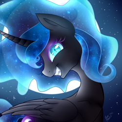 Size: 800x800 | Tagged: safe, artist:peaceouttopizza23, imported from derpibooru, nightmare moon, female, moon, solo