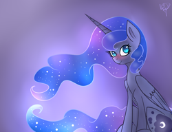 Size: 822x630 | Tagged: safe, artist:peaceouttopizza23, imported from derpibooru, princess luna, blushing, female, sitting, smiling, solo