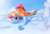 Size: 3249x2209 | Tagged: safe, artist:verulence, imported from derpibooru, rainbow dash, scootaloo, pegasus, pony, ^^, cloud, eyes closed, female, filly, flying, foal, grin, gritted teeth, holding a pony, mare, scootalove, sky, smiling, spread wings, teeth, underhoof, wings