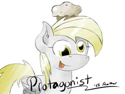 Size: 1067x800 | Tagged: safe, artist:feather, imported from derpibooru, derpy hooves, pegasus, pony, slice of life (episode), female, mare, muffin, solo