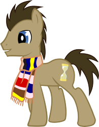 Size: 4905x6273 | Tagged: safe, artist:thejbw, imported from derpibooru, doctor whooves, time turner, pony, .svg available, absurd resolution, clothes, hilarious in hindsight, male, scarf, simple background, solo, stallion, transparent background, vector