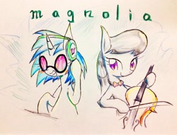 Size: 1024x780 | Tagged: safe, artist:91o42, imported from derpibooru, dj pon-3, octavia melody, vinyl scratch, traditional art