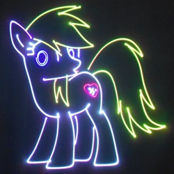 Size: 700x700 | Tagged: safe, imported from derpibooru, oc, oc only, oc:aryanne, pony, dancing, heart, laser, looking at you, nazi, neon, science, solo, swastika