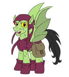 Size: 2259x2538 | Tagged: safe, artist:edcom02, artist:jmkplover, imported from derpibooru, bat pony, pony, antagonist, bat wings, crossover, fangs, green goblin, male, marvel, marvel comics, norman osborn, ponified, simple background, spider-man, spiders and magic ii: eleven months, spiders and magic iii: days of friendship past, spiders and magic iv: the fall of spider-mane, spiders and magic: rise of spider-mane, stallion, supervillain, transparent background, yellow eyes