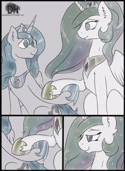 Size: 1569x2159 | Tagged: safe, artist:sugarlesspaints, imported from derpibooru, princess celestia, princess luna, alicorn, pony, slice of life (episode), bedroom eyes, comic, duo, explicit source