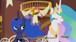 Size: 1282x706 | Tagged: safe, imported from derpibooru, screencap, princess celestia, princess luna, slice of life (episode), meme, youtube caption