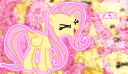 Size: 1024x600 | Tagged: safe, artist:cloud-twister, imported from derpibooru, fluttershy, pegasus, pony, cute, eyes closed, female, flutteryay, mare, vector, wallpaper, yay