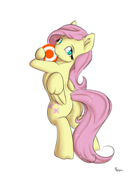 Size: 1625x2125 | Tagged: safe, artist:alasou, imported from derpibooru, fluttershy, pony, bipedal, female, hug, looking at you, looking back, patreon, patreon logo, plot, solo