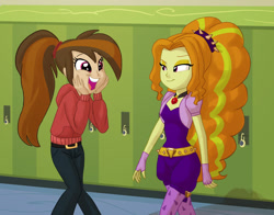 Size: 1085x850 | Tagged: safe, artist:carnifex, imported from derpibooru, adagio dazzle, oc, oc:cupcake slash, equestria girls, canterlot high, clothes, commission, squee