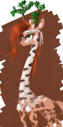 Size: 500x1000 | Tagged: safe, artist:madhotaru, imported from derpibooru, oc, oc only, oc:twiggy, giraffe, camouflage, decoration, freckles, leaves, looking up, solo