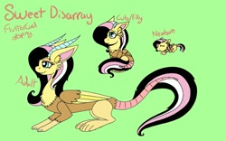 Size: 1280x800 | Tagged: safe, artist:php62, imported from derpibooru, oc, oc only, oc:sweet disarray, draconequus, hybrid, age progression, interspecies offspring, next generation, offspring, parent:discord, parent:fluttershy, parents:discoshy, simple background, solo