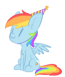 Size: 825x976 | Tagged: safe, artist:nobody, imported from derpibooru, rainbow dash, birthday, cute, female, hat, party hat, sitting, solo