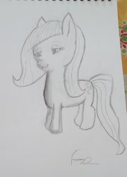 Size: 1598x2224 | Tagged: safe, artist:elusive, imported from derpibooru, posey, female, g1, g1 to g4, g4, generation leap, monochrome, pencil drawing, practice sketch, sketch, sketchbook, solo, traditional art